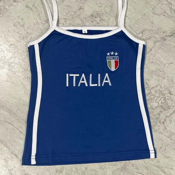 Italia Tank Tops Women Top Baby Brazil Crop T Shirts Graphic Tees Vintage 90s - Picture 6 of 6